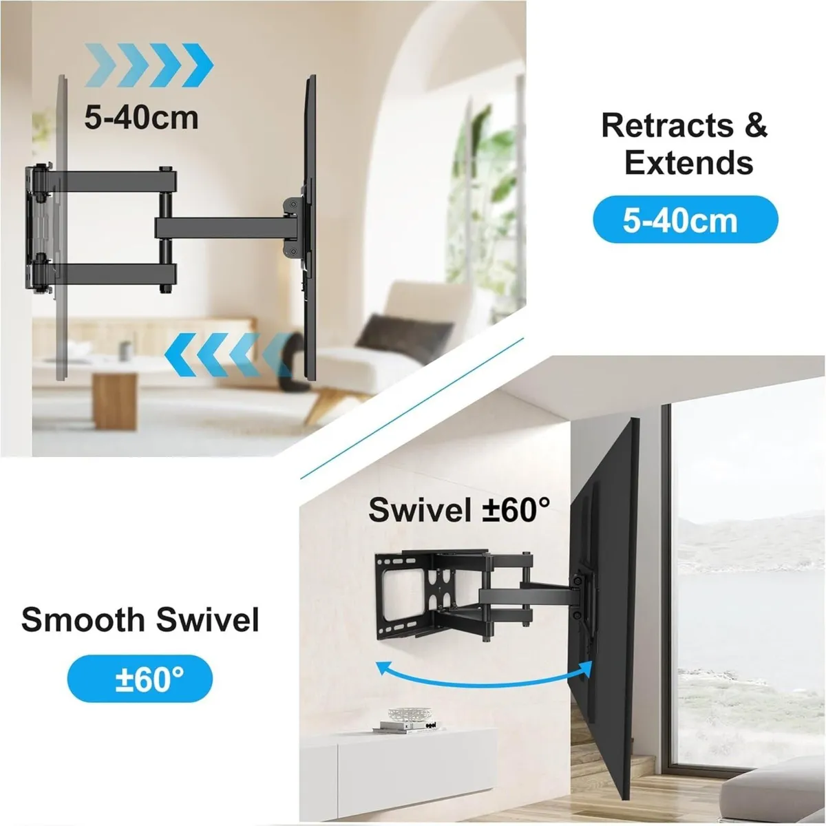 TV Wall Mount Bracket for 26-70 Inch, Swivels Tilt - Image 4
