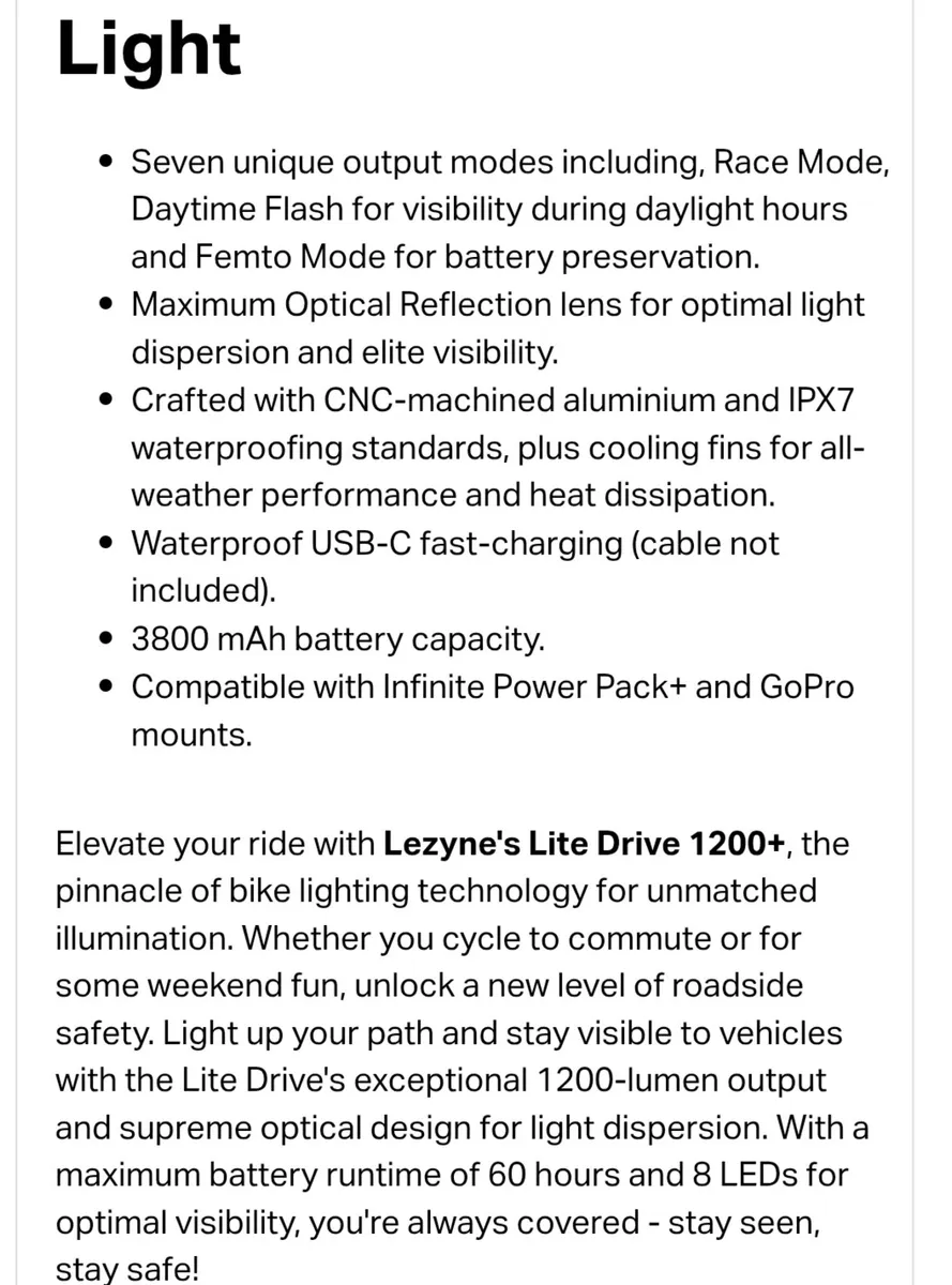 Bike light Lezyne lite drive + new - Image 2