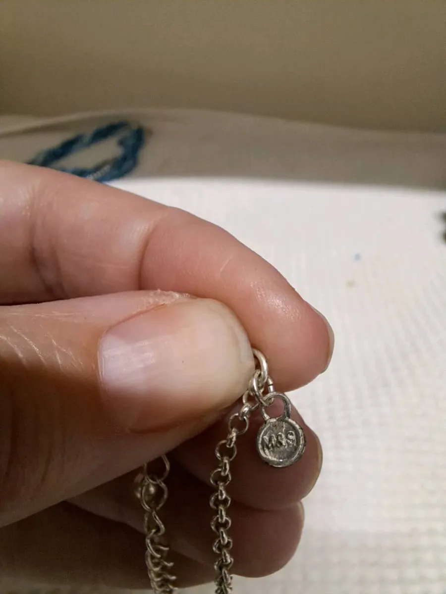 Silver Tone Necklace with Faux Pearl Beads M&S - Image 4