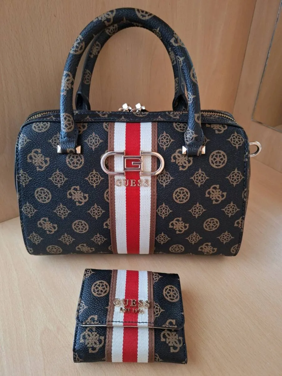 GUESS monogram handbag + matching wallet set - Image 1