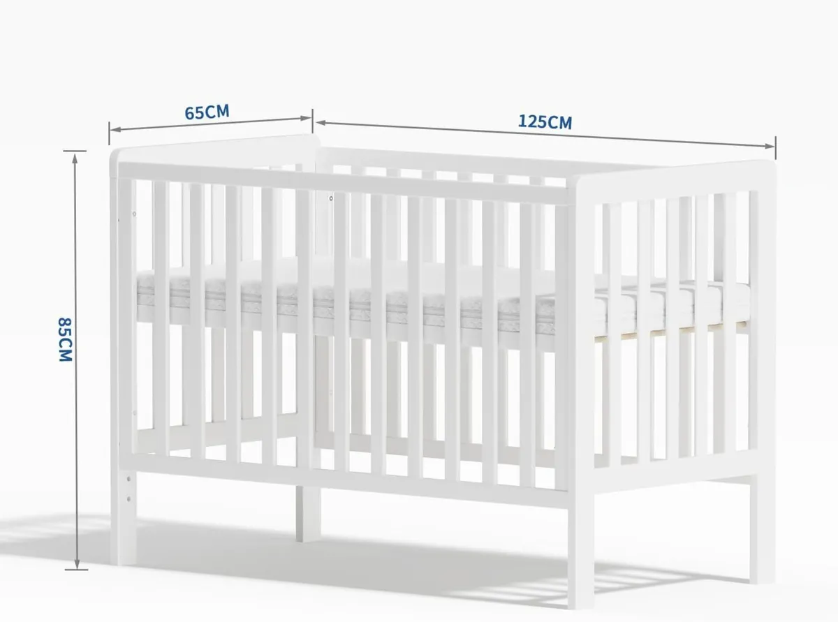 120x60cm Wooden Baby Cot Bed With Deluxe Aloe - Image 3