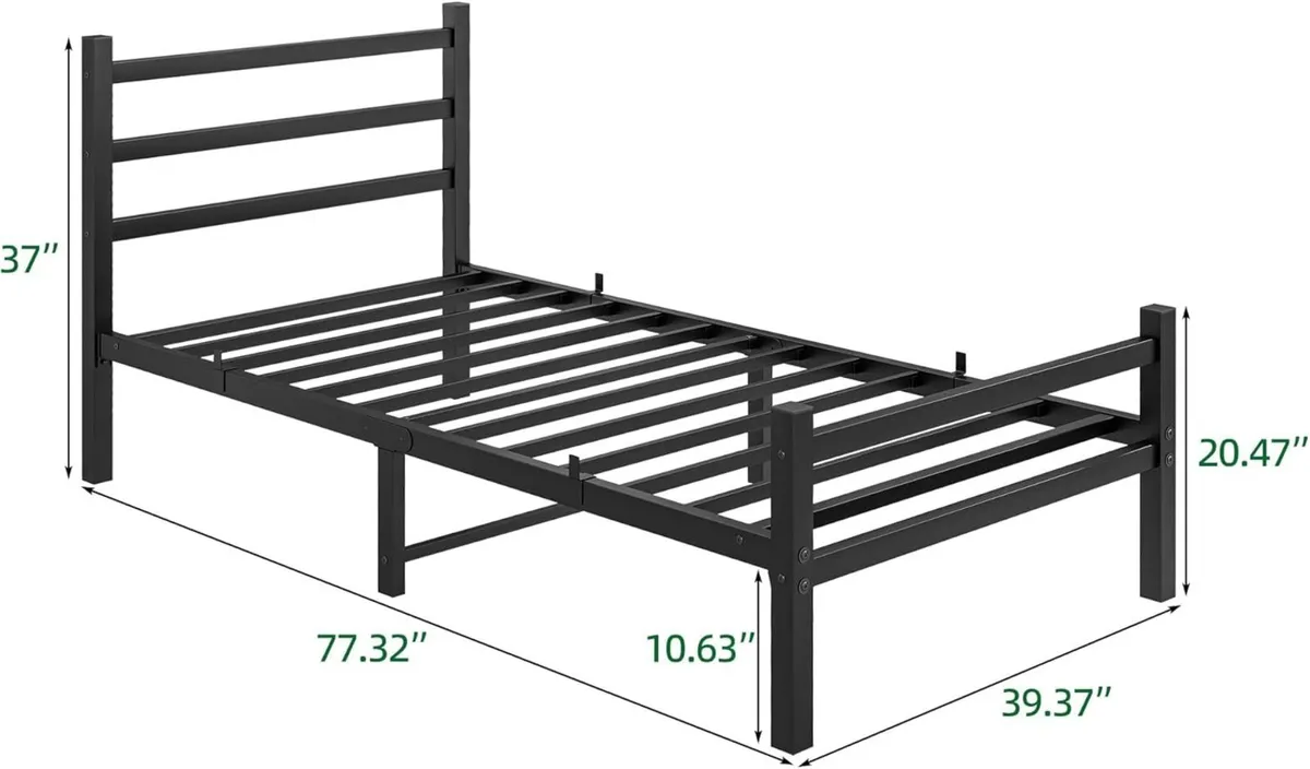3ft Single Bed Frame with Headboard Heavy Duty - Image 2