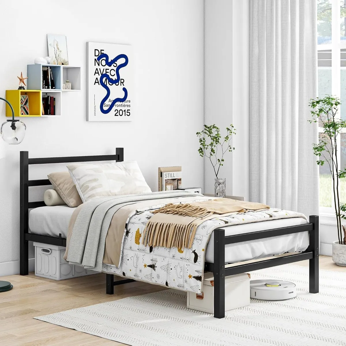 3ft Single Bed Frame with Headboard Heavy Duty - Image 3