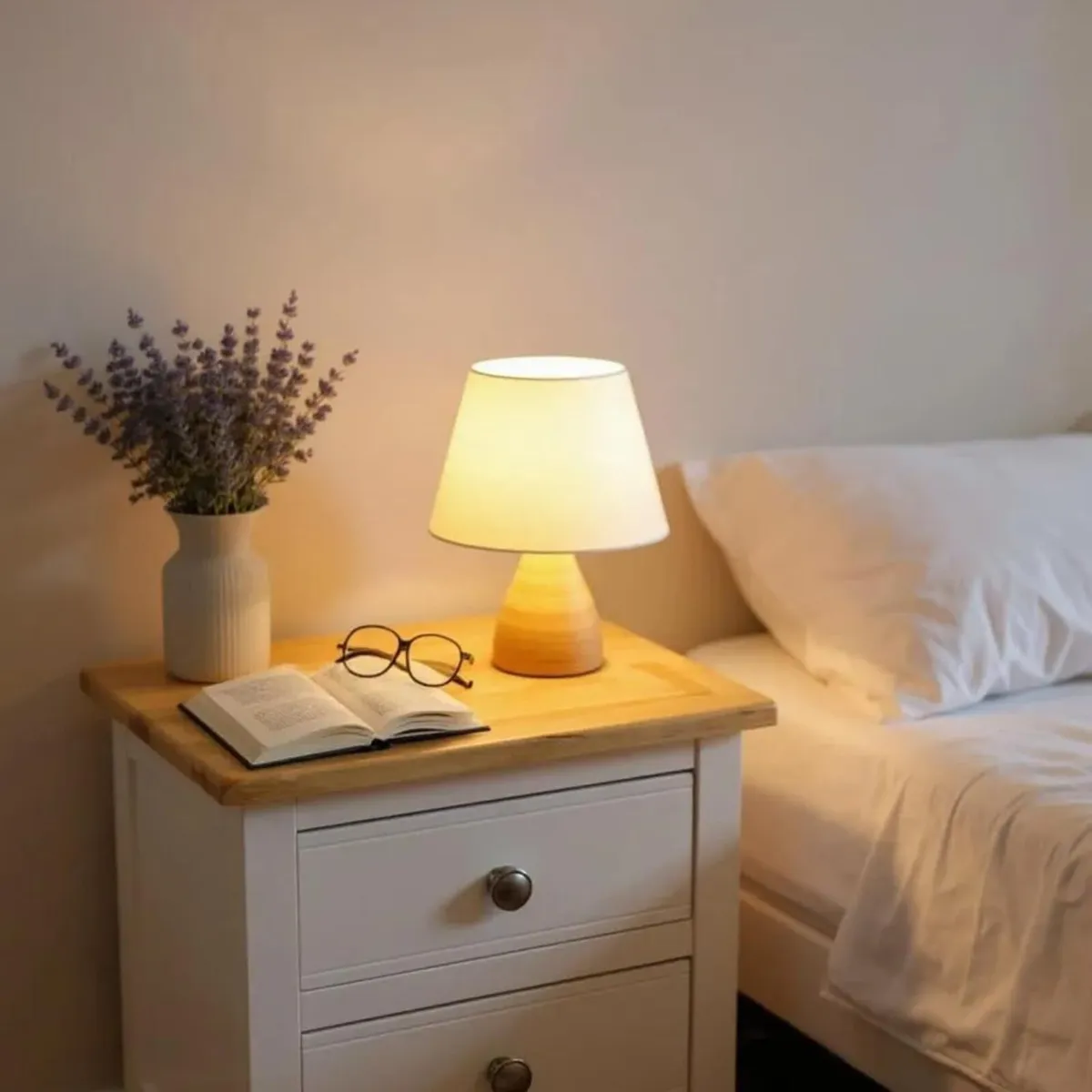 urniture Bedside Table 3 Drawers Solid Wooden - Image 3