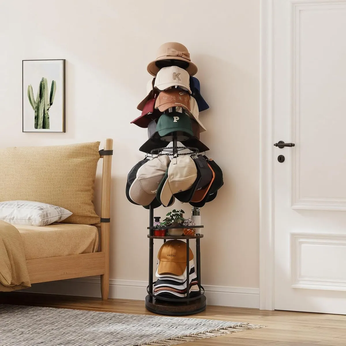 Rotating Hat Rack 360degrees Spin Cap Holder with - Image 2