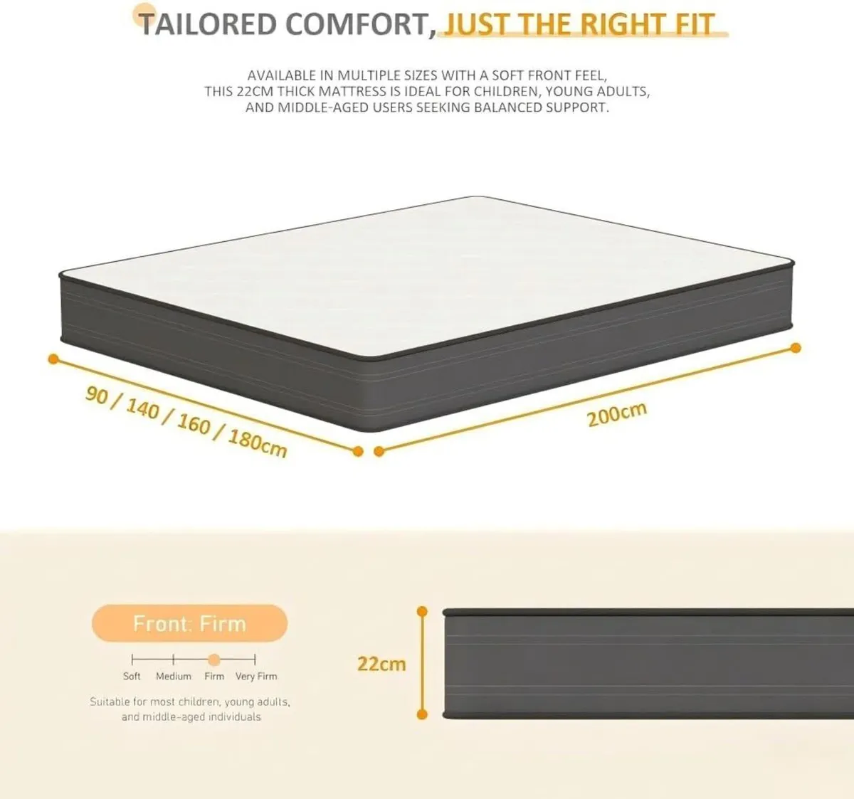 Pocket Spring Mattress 22 cm - 7-Zone with - Image 2