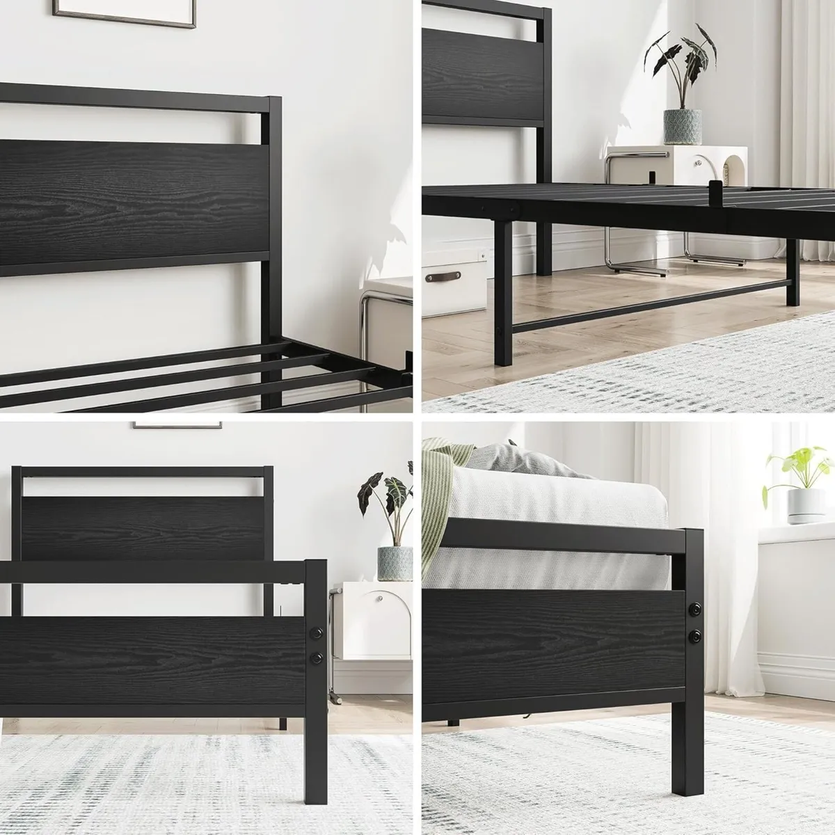 Bed Frame Made of Metal Wood Single 90 x 200 cm - Image 3