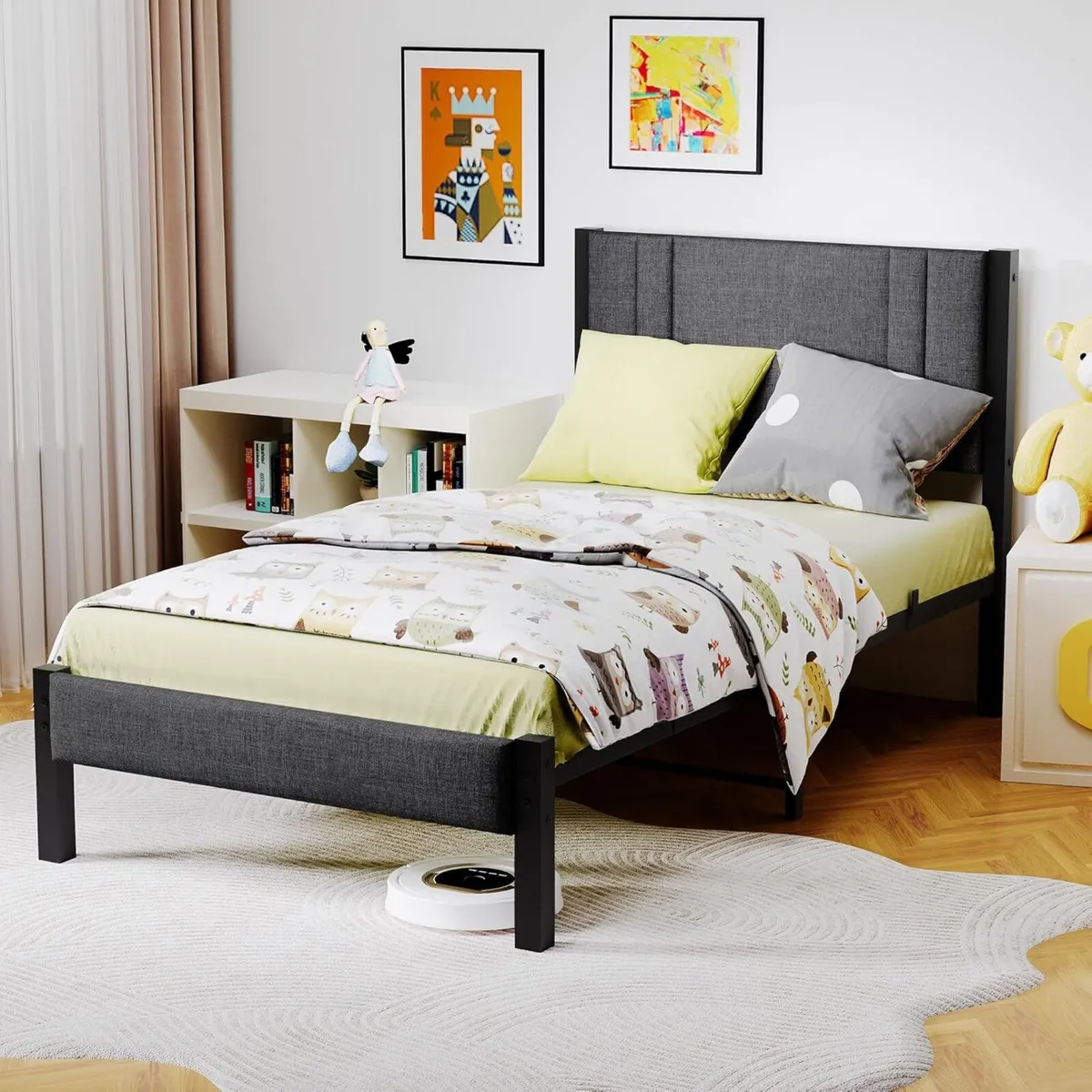 Metal Bed Frame 90 x 200 cm Upholstered Platform - Image 3