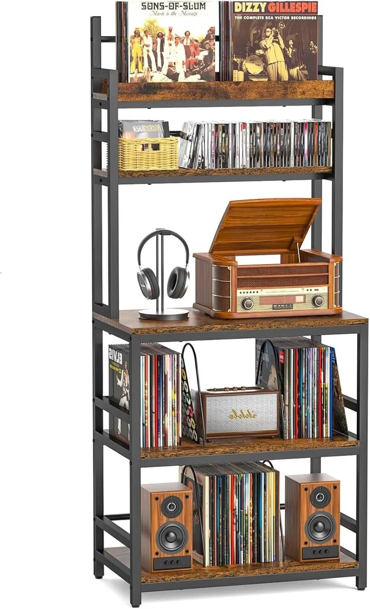 Record Player Stand with Vinyl Storage Turntable - Image 1