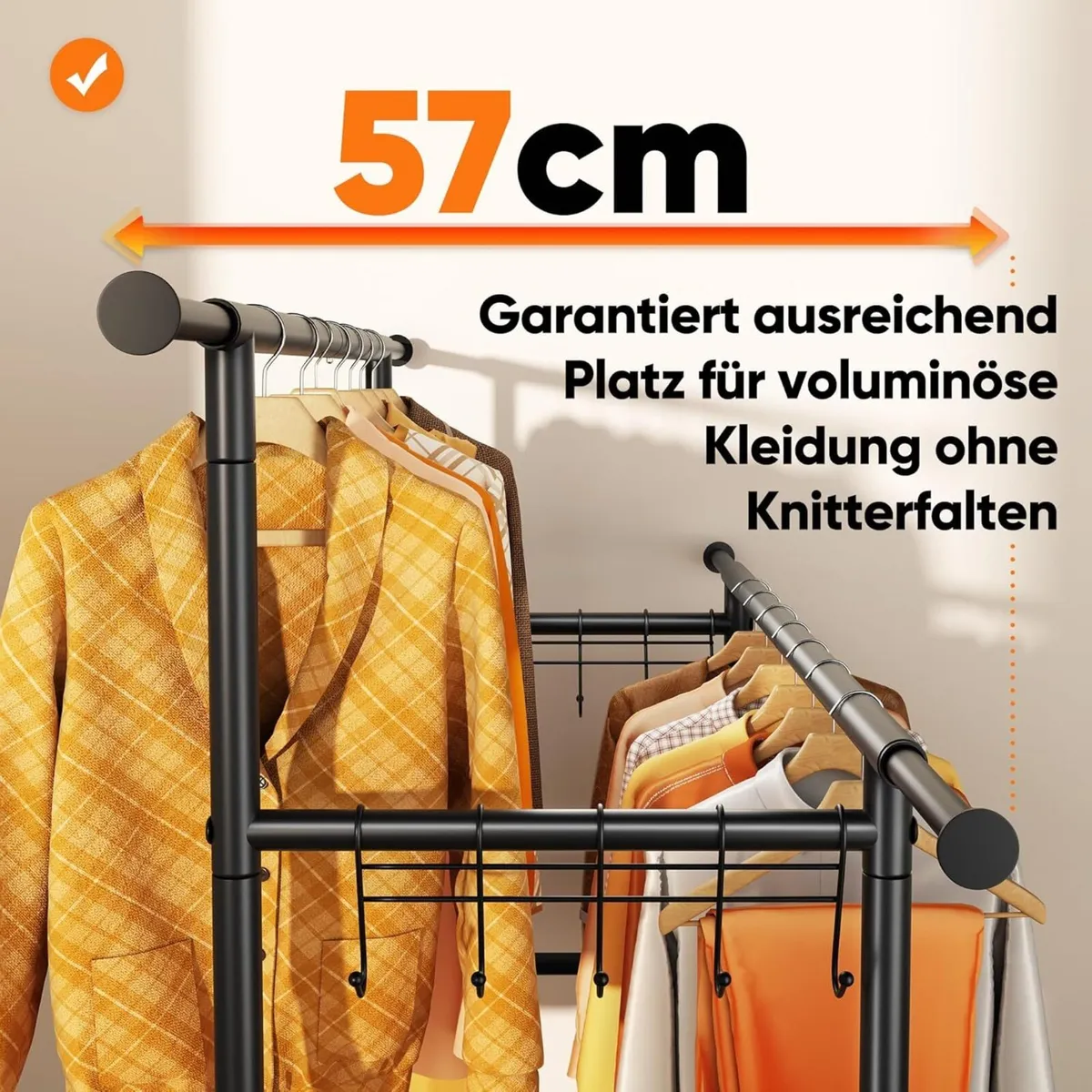 Clothes Rack Heavy Duty Rail 204 kg with Wheels - Image 4