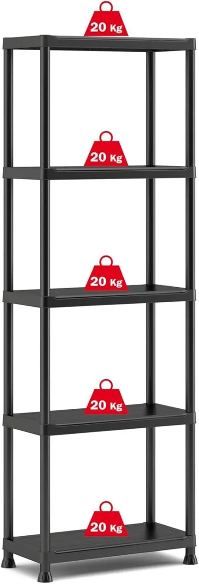 Set of 2 Shelves 60/5 Black 5 Maximum Load 20 kg - Image 3