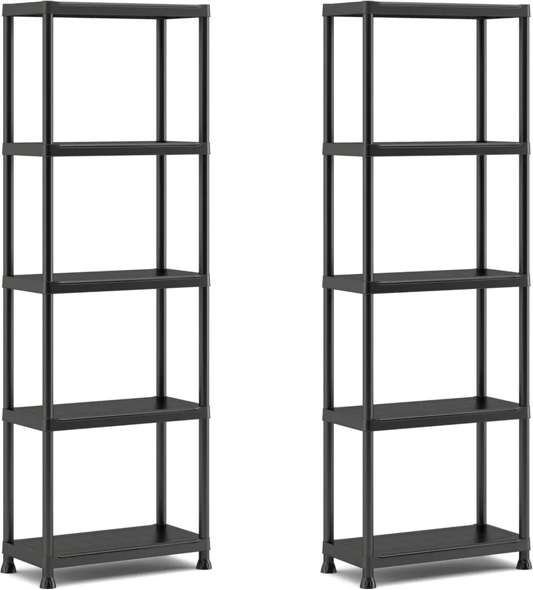 Set of 2 Shelves 60/5 Black 5 Maximum Load 20 kg - Image 1