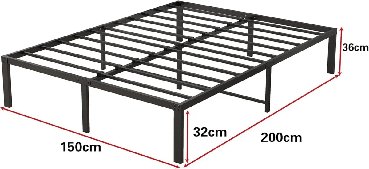 King size Bed frame Metal 150x200 cm 36 Height - Image 2