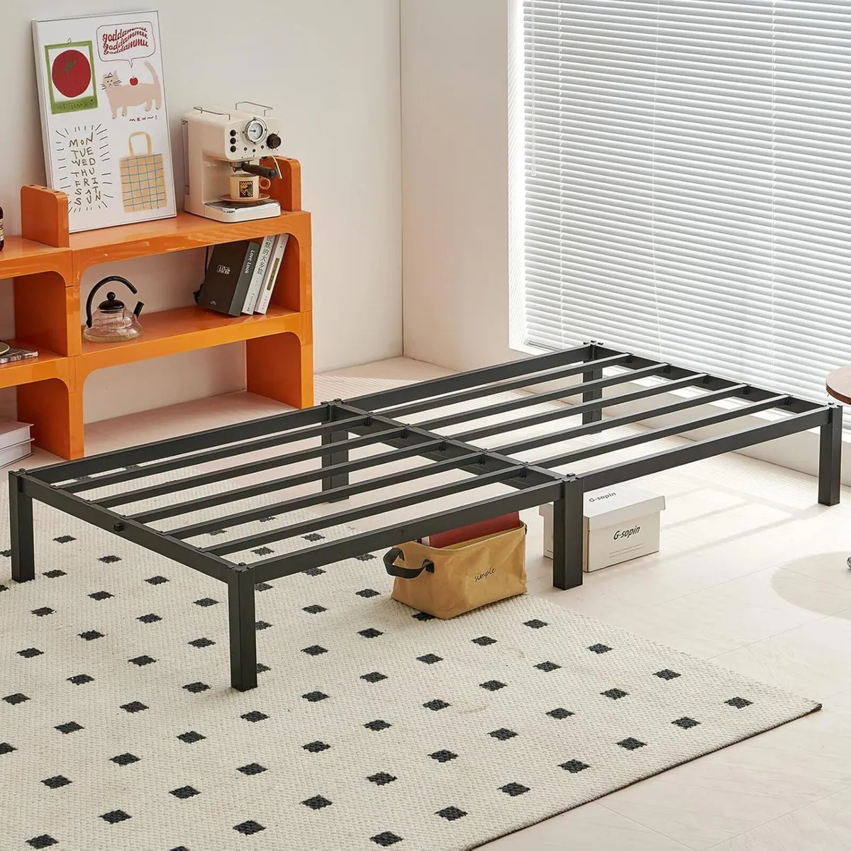 Single Platform Metal Bed Frame with Storage - Image 1