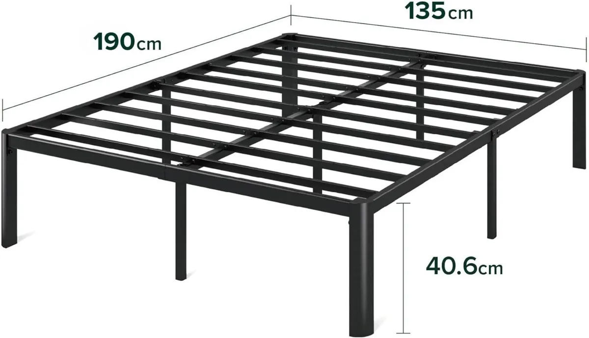 Metal Bed Frame with Rounded Corners 40.6 cm No - Image 2