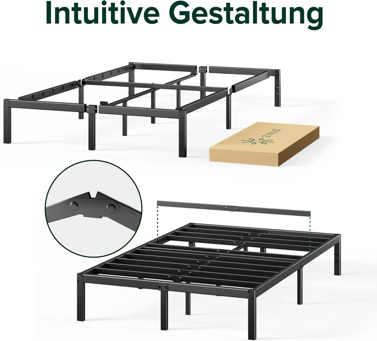 Elias Metal Platform Bed Frame 36cm High Headboard - Image 4