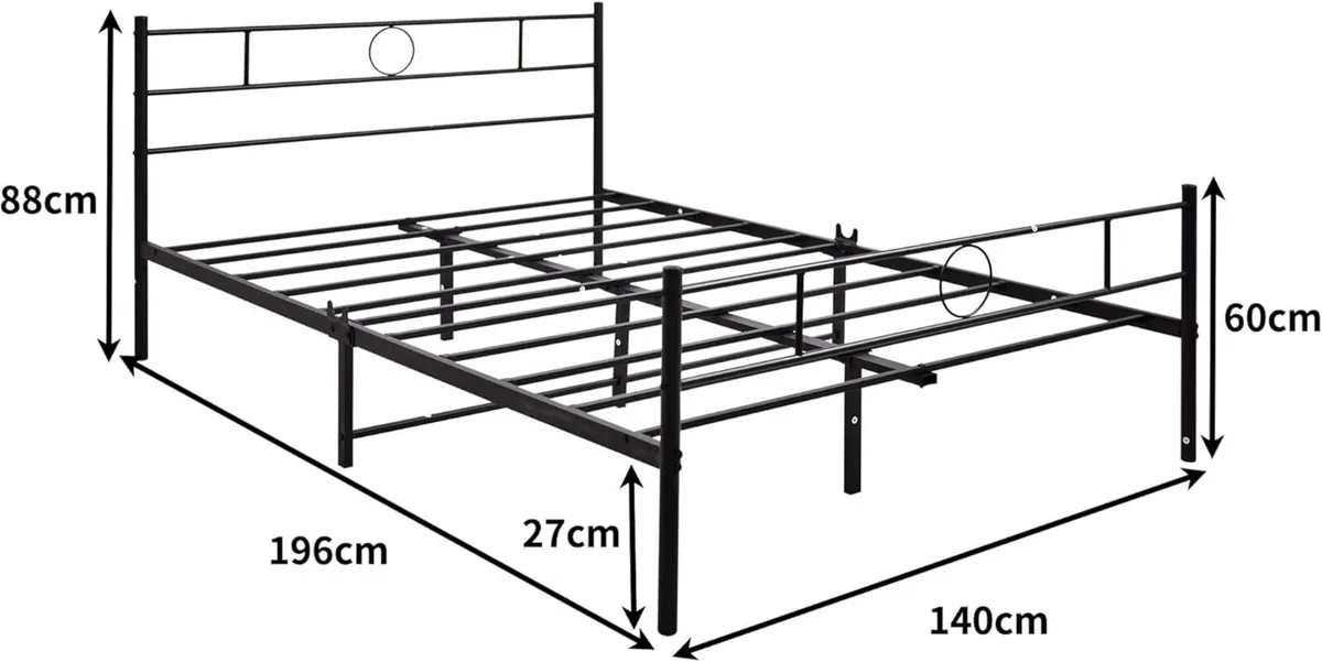 Metal Bed Frame Guest Modern Youth with Slatted - Image 2