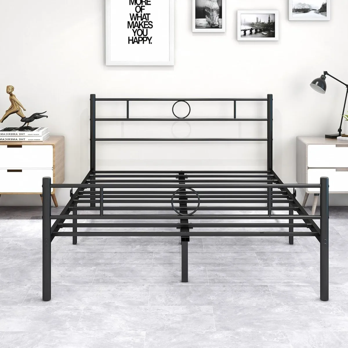 Metal Bed Frame Guest Modern Youth with Slatted - Image 4