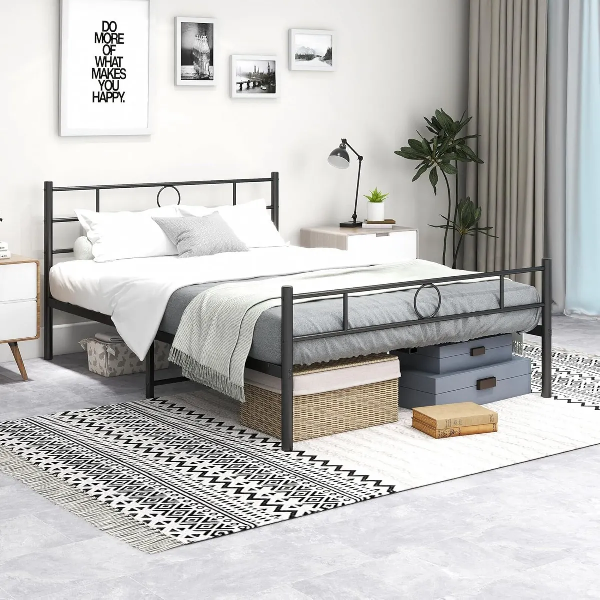 Metal Bed Frame Guest Modern Youth with Slatted - Image 3