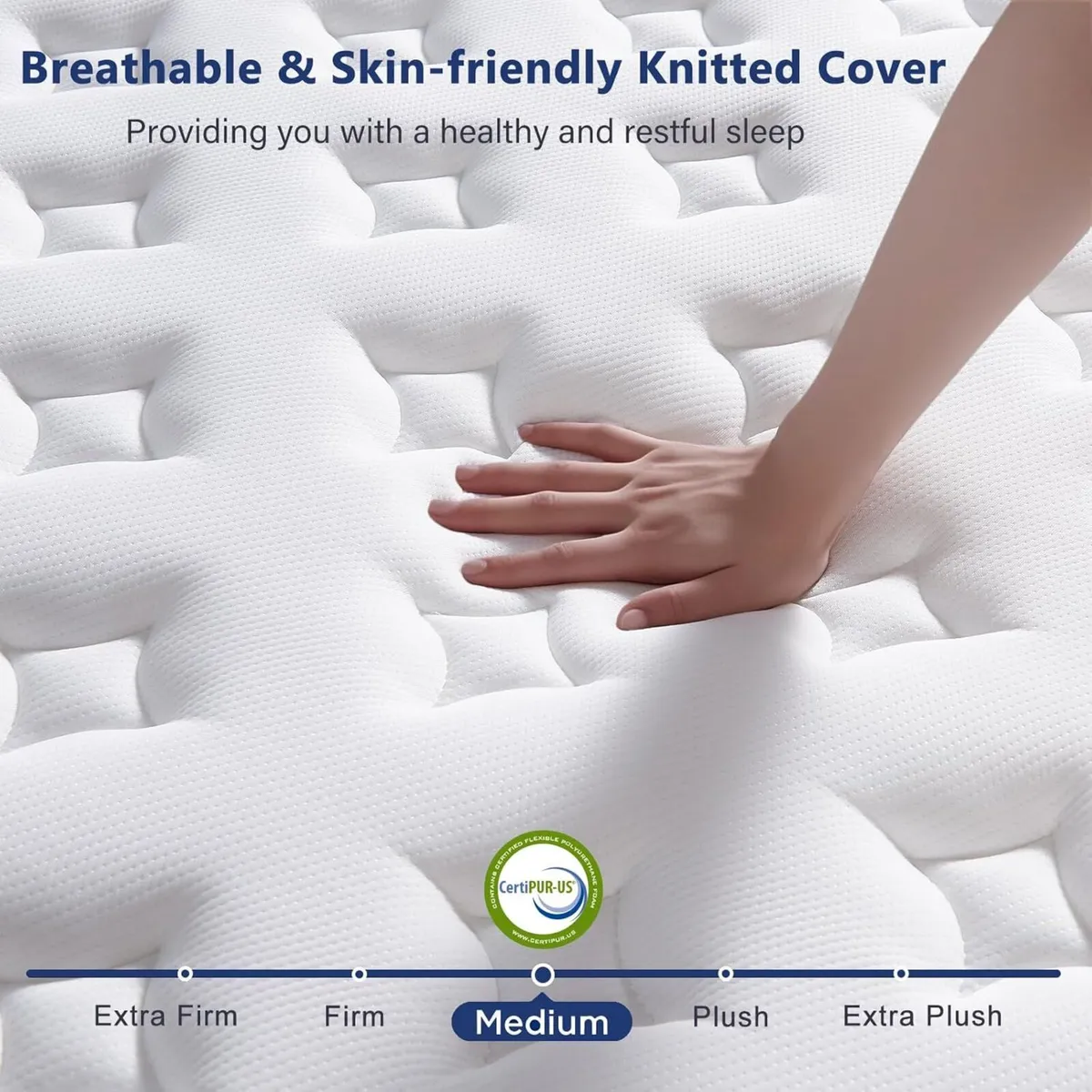 3FT Single Mattress 10.6 Inch Hybrid Size with - Image 3
