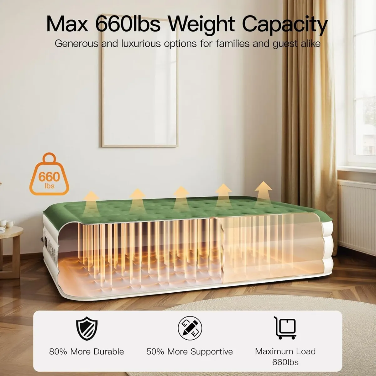 King Inflatable Air Mattress Bed with Built-in - Image 4