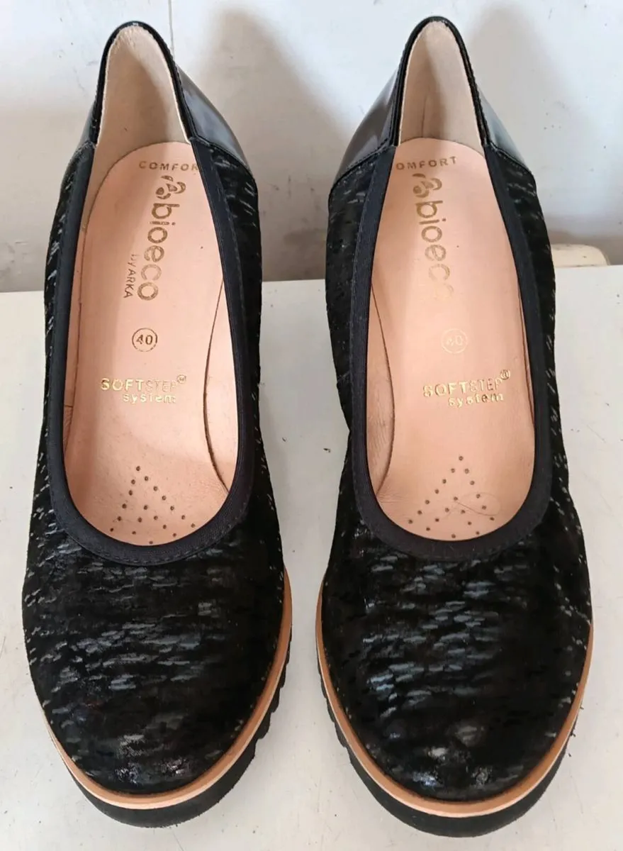 Bio Eco By Arka Ladies Black Wedges - Image 2