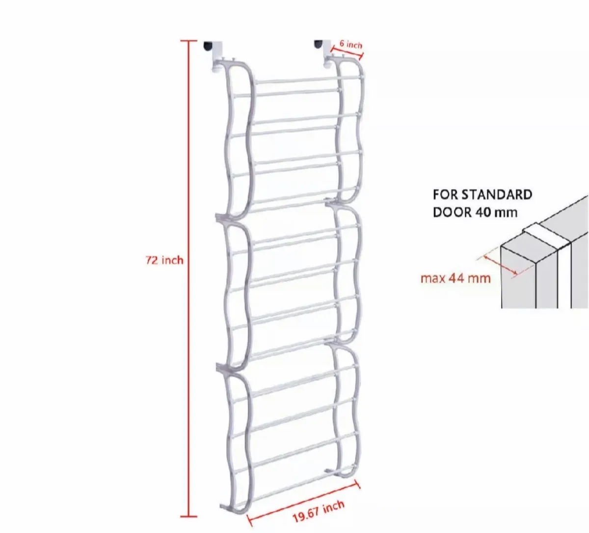 NEW Over Door Metal Hanging Shoe Rack Organiser - Image 3