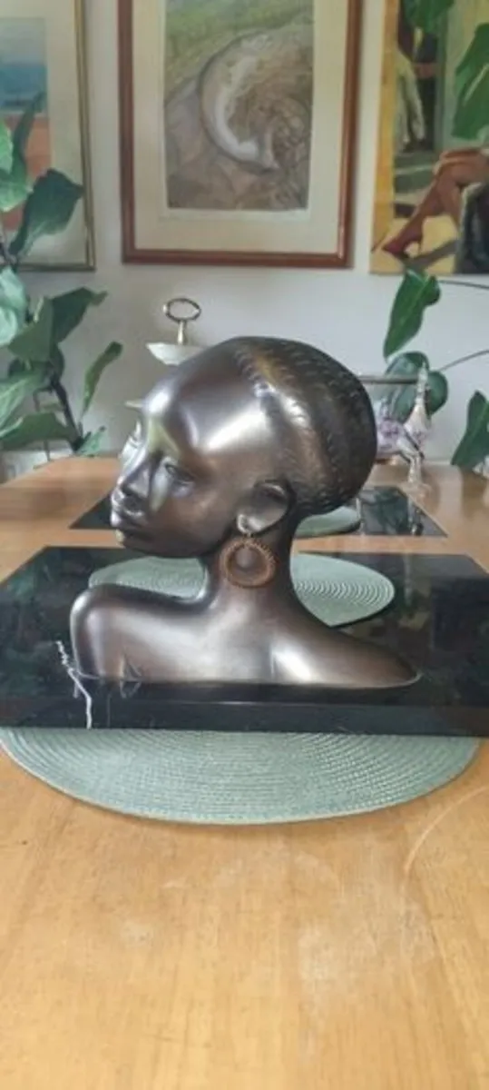 Karl Hagenauer brass bust of an African woman - Image 1