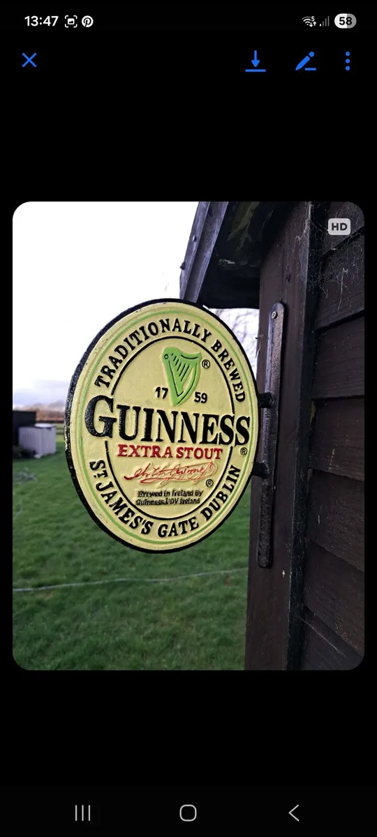 Guinness cast iron 2 sided  bracket sign - Image 1