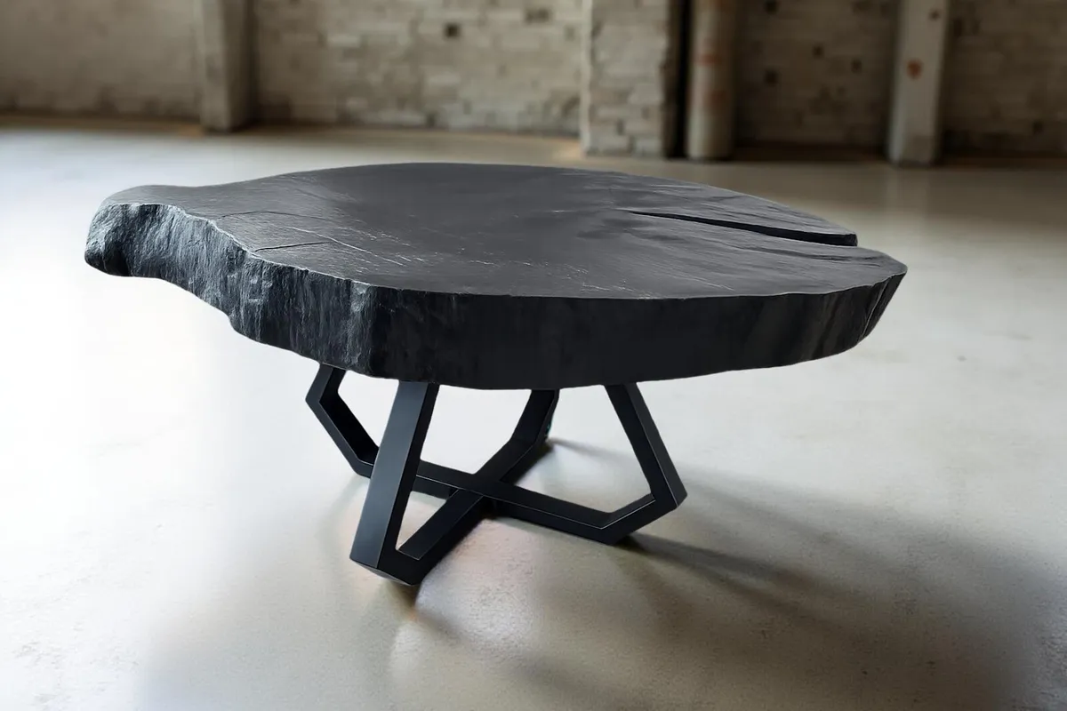 Solid wood oak coffee table black - Image 1