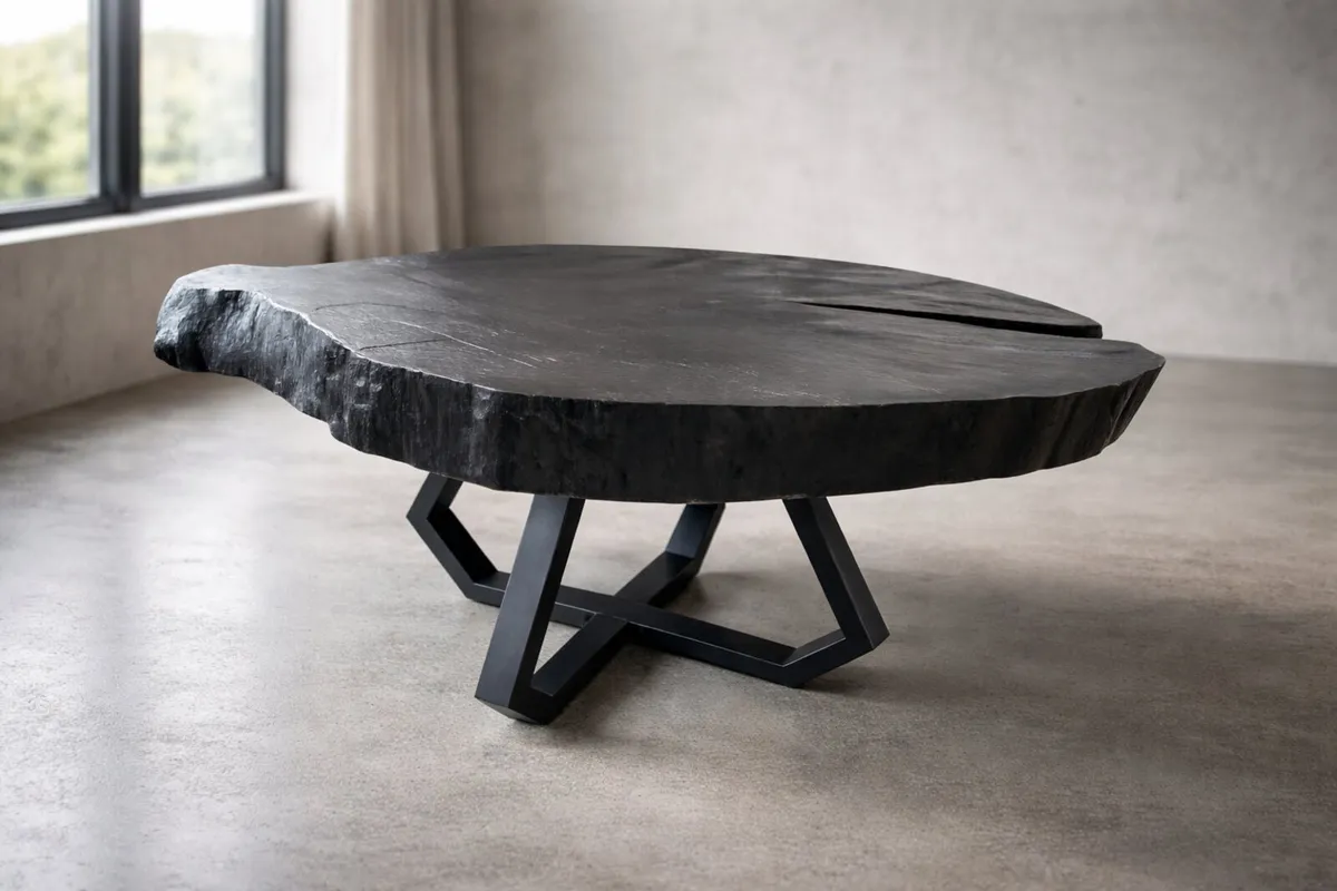 Solid wood oak coffee table black - Image 2