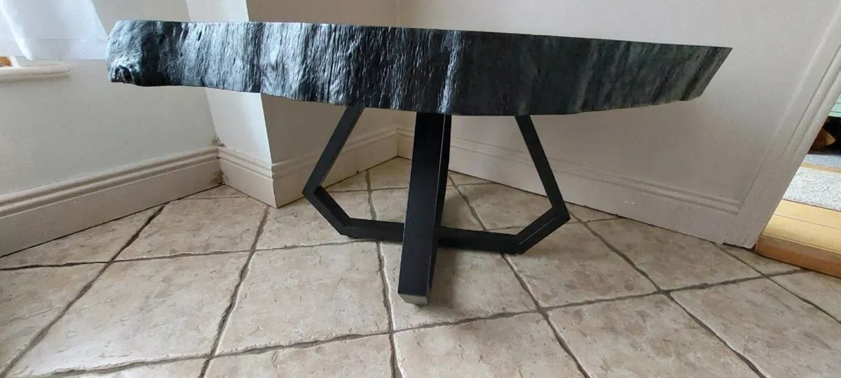 Solid wood oak coffee table black - Image 4