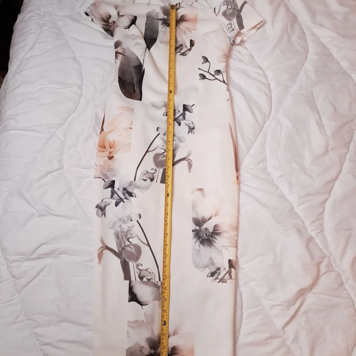 Ted Baker White Floral Bodycon Bardot Dress M/L - Image 3