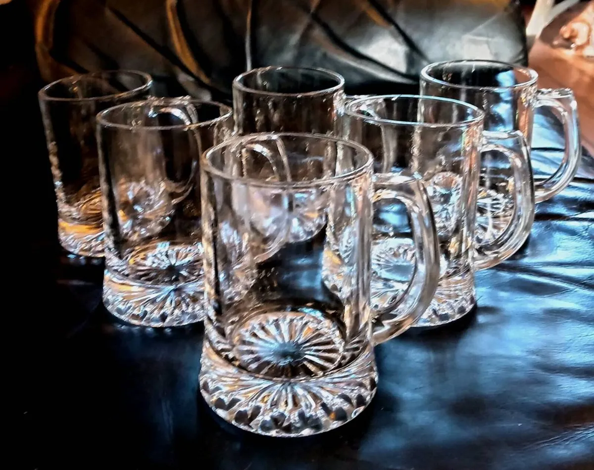 Six Vintage Glass Tankards - Image 1