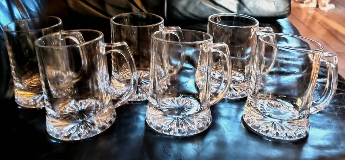 Six Vintage Glass Tankards - Image 2