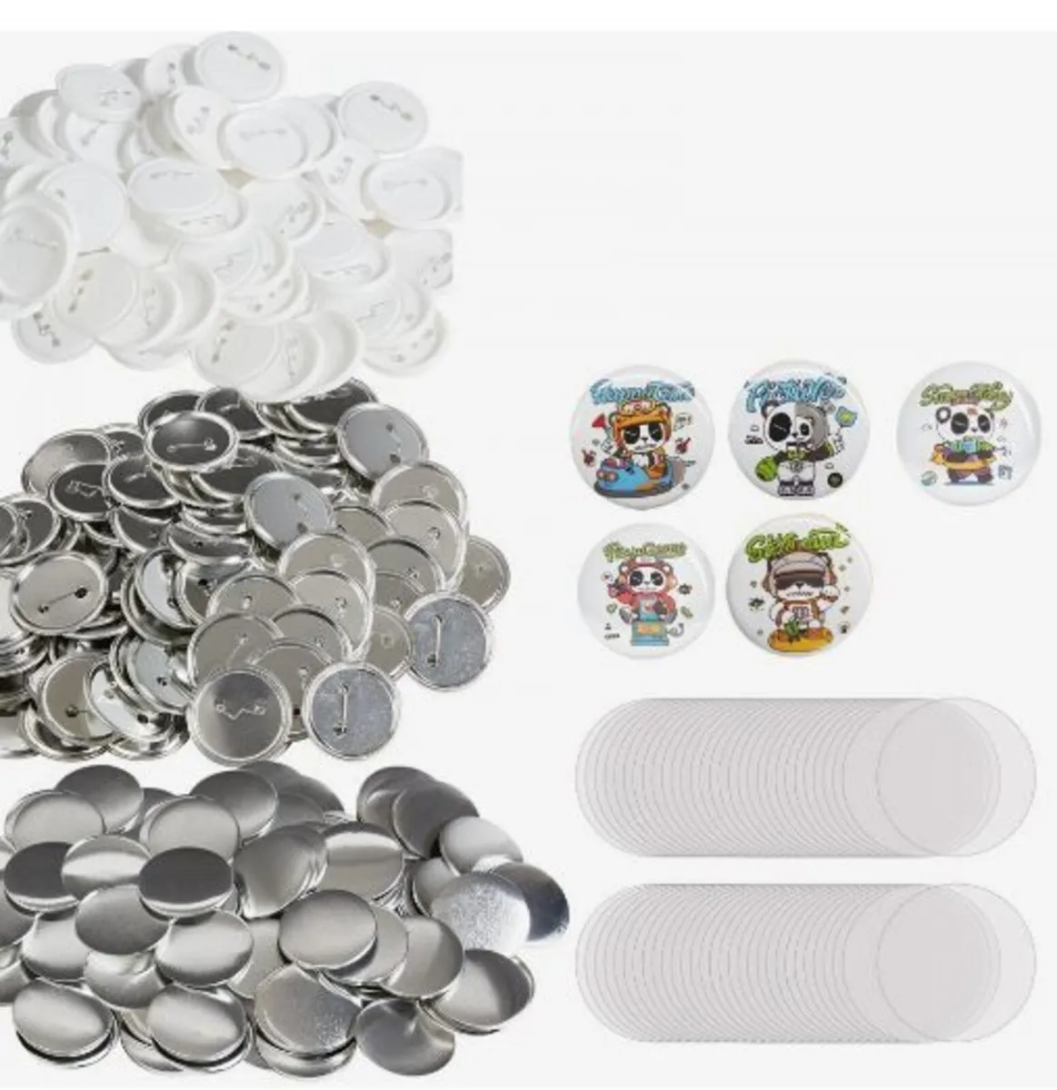 500 Sets 2.25 inch 58mm Pin Back Button Parts - Image 1