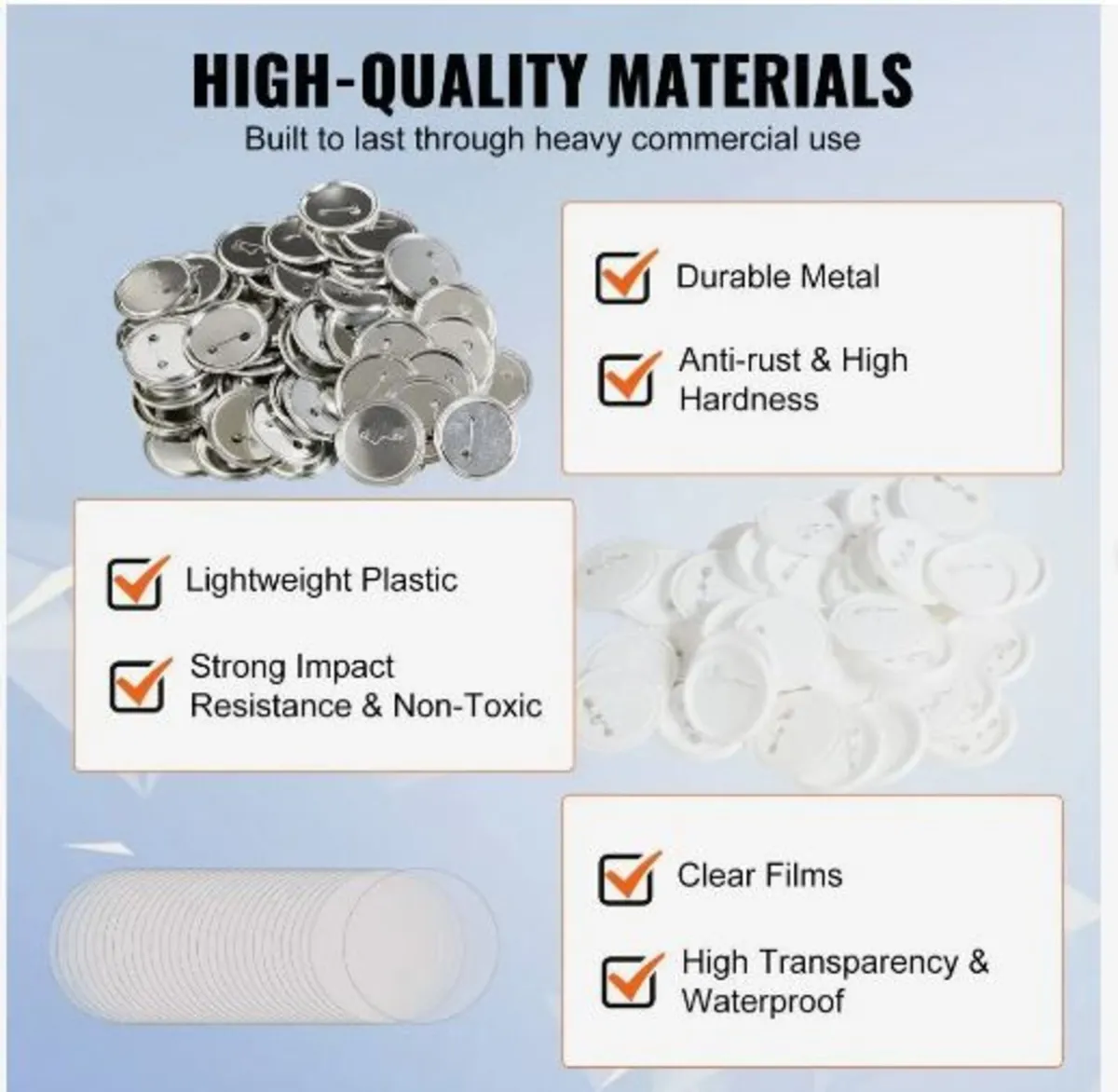 500 Sets 2.25 inch 58mm Pin Back Button Parts - Image 2