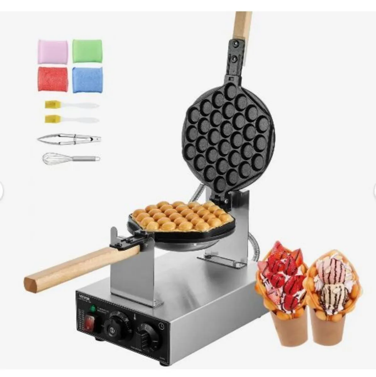 Commercial Bubble Waffle Maker, 1400W Egg - Image 1