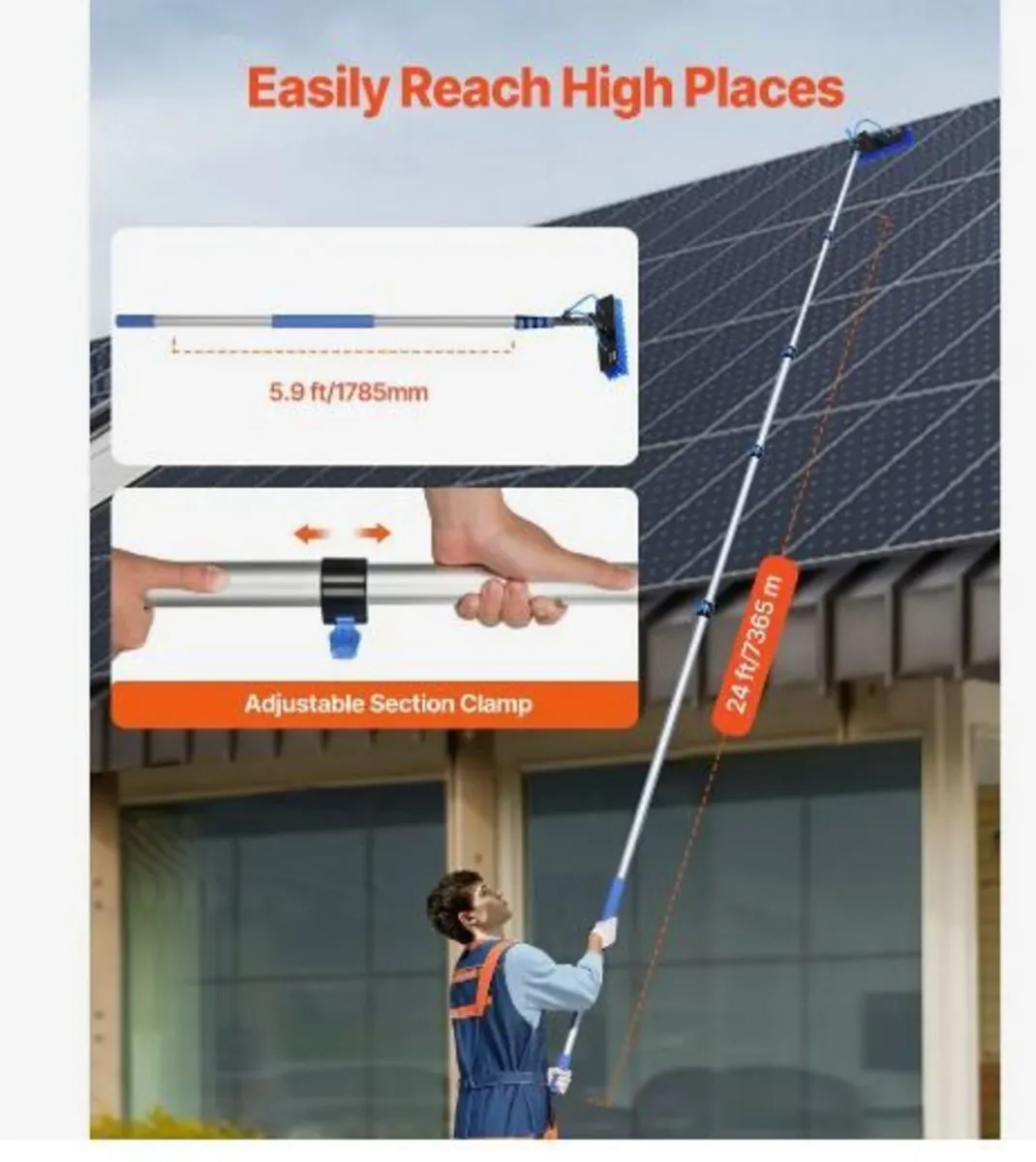 Water Fed Pole Kit, 7.3m Solar Panel Cleaning - Image 4