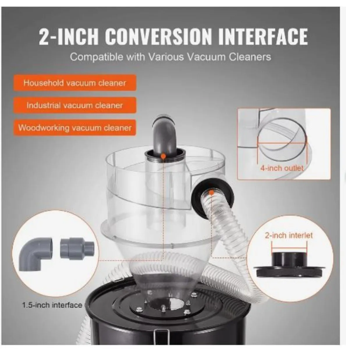 Cyclone Dust Separator with Metal Tank - Image 2