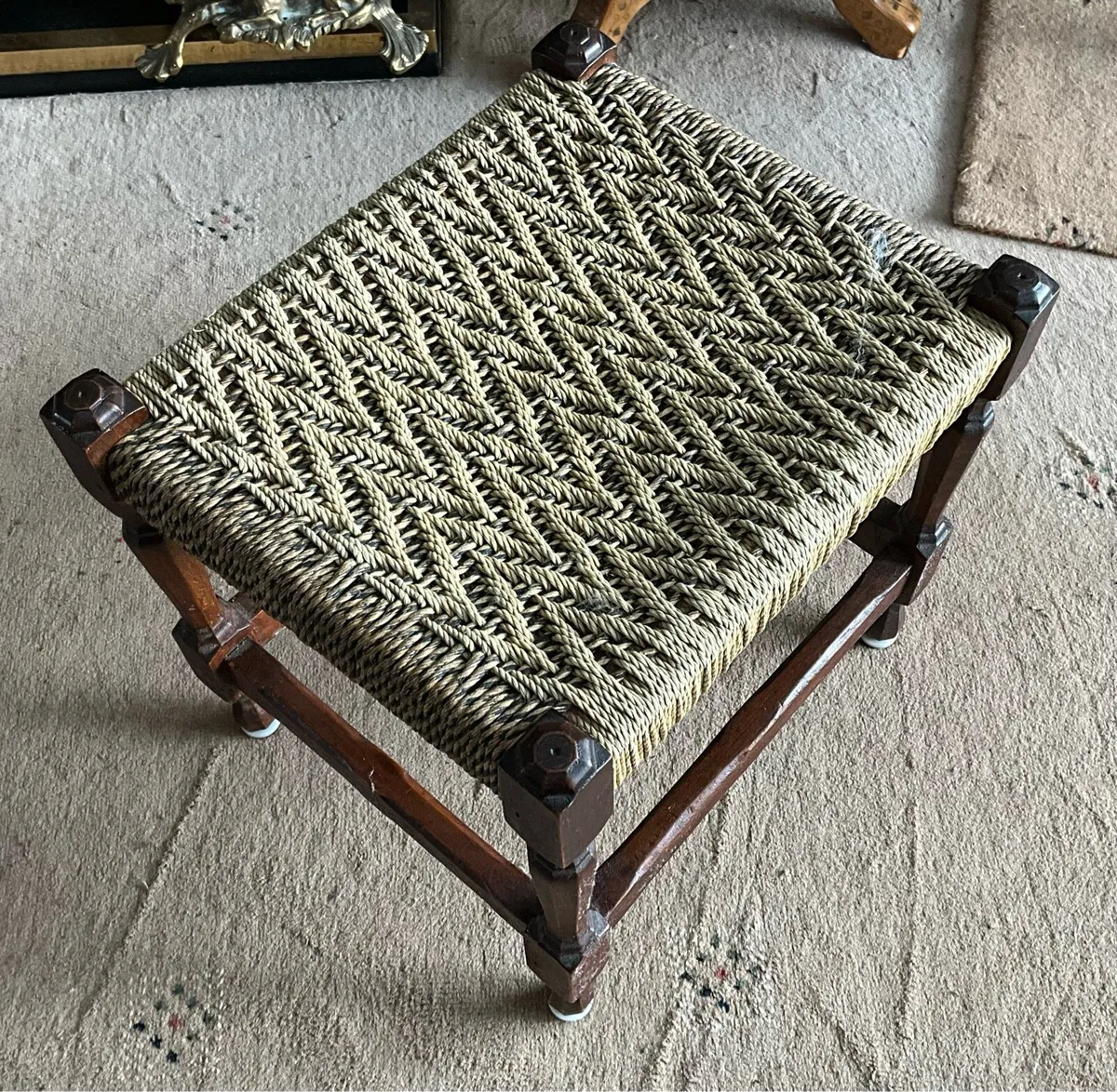Rare Vintage Woven Stool - Image 3
