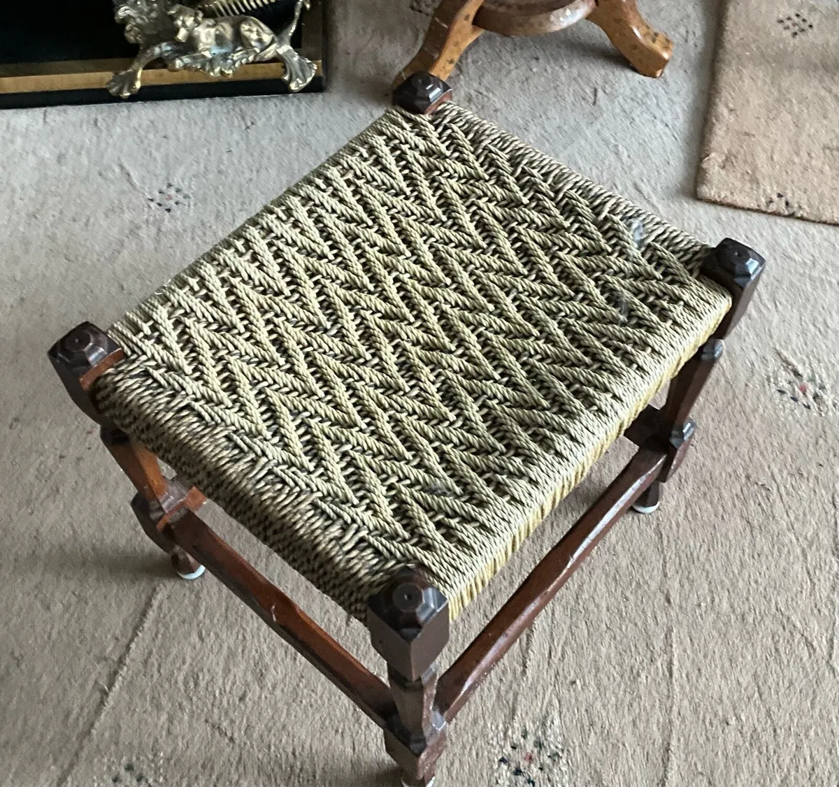Rare Vintage Woven Stool - Image 4