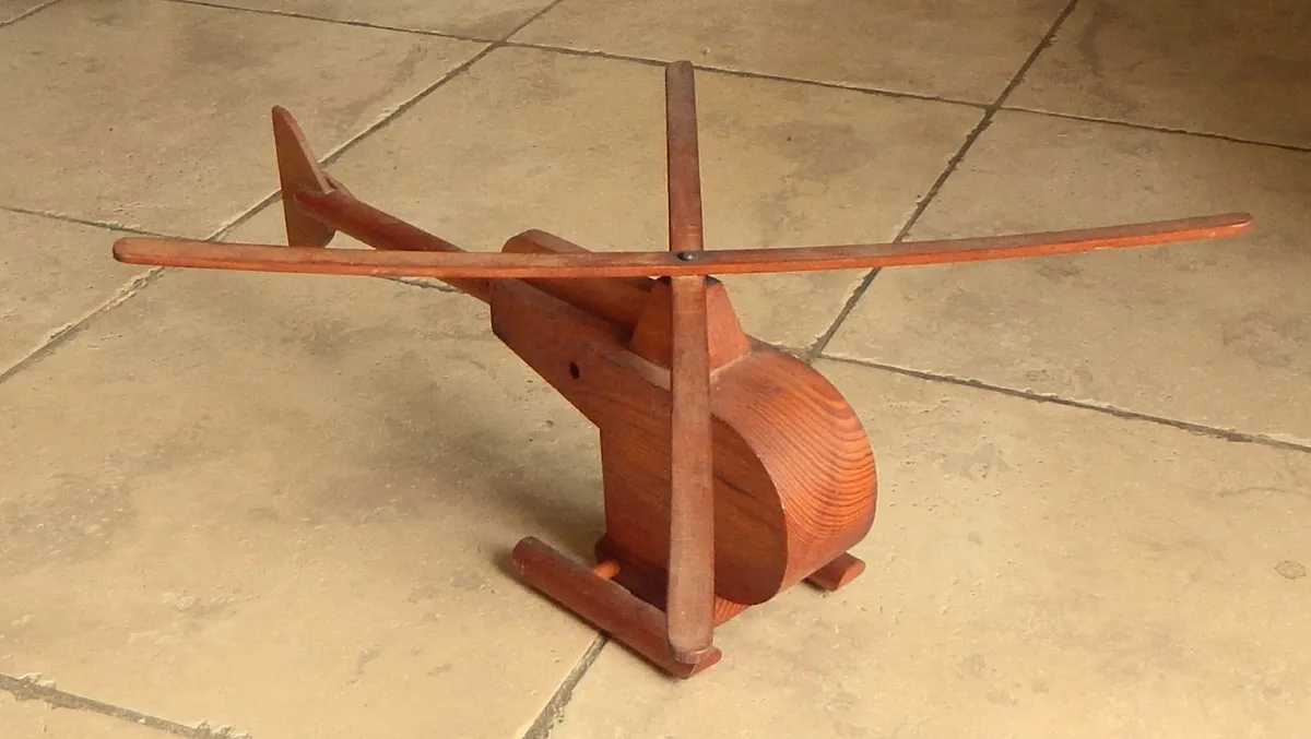 Handmade Wooden Model of Helicopter - Image 1