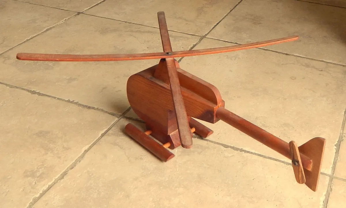 Handmade Wooden Model of Helicopter - Image 3