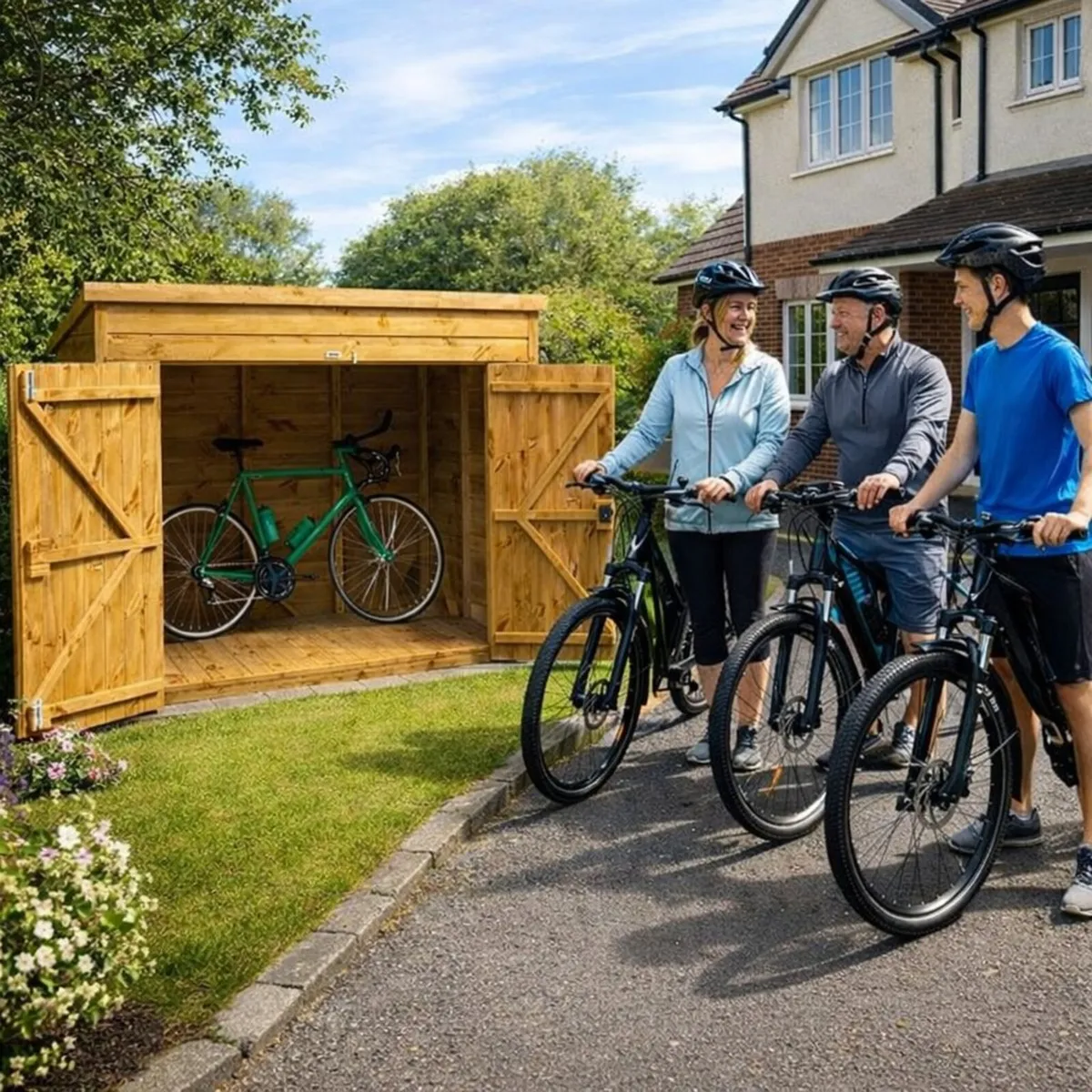 3🚲  6×4 Deluxe Timber Bike Shed – FREE Delivery - Image 1