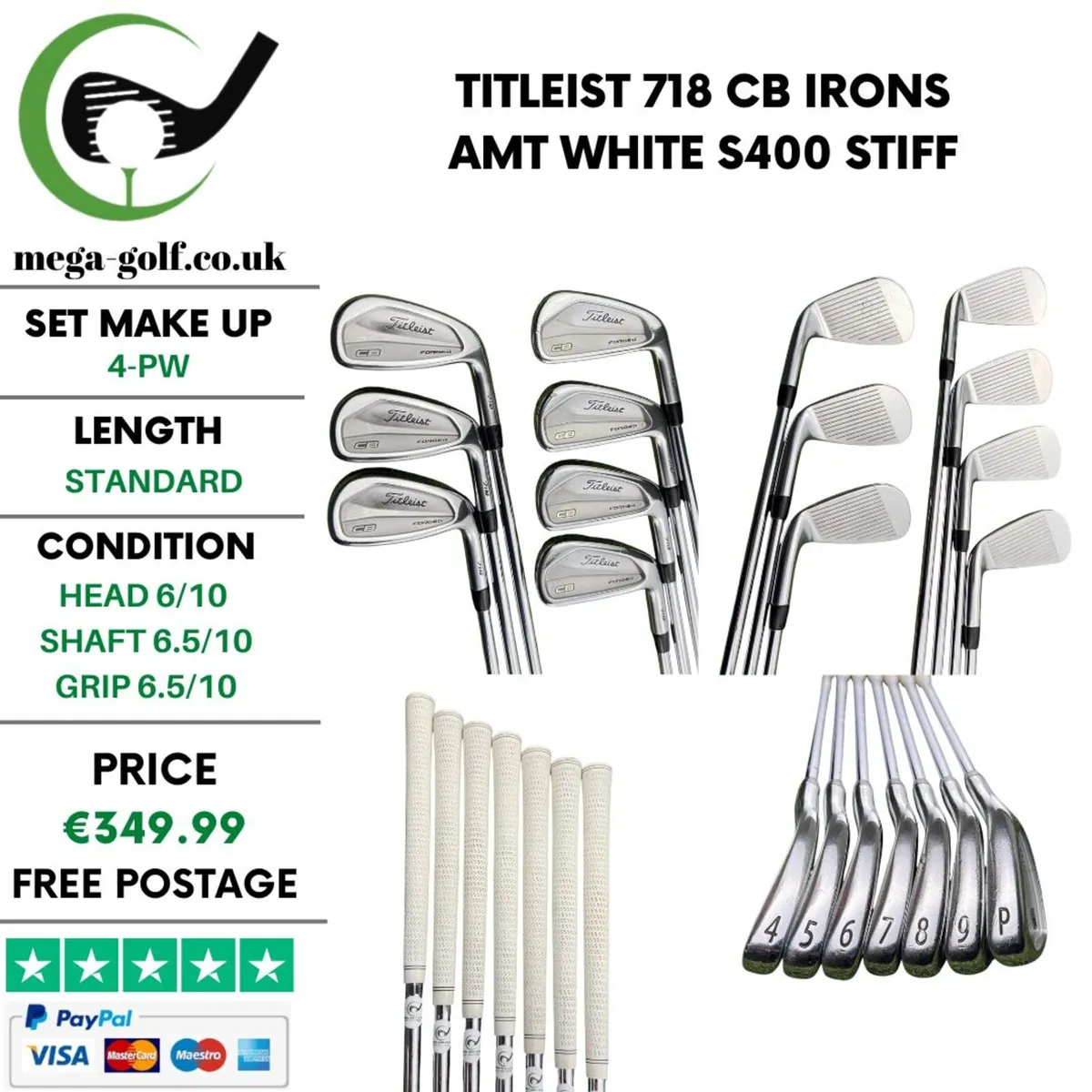 Titleist 718 CB Irons / 4-Pw /AMT White S400 Stiff - Image 1