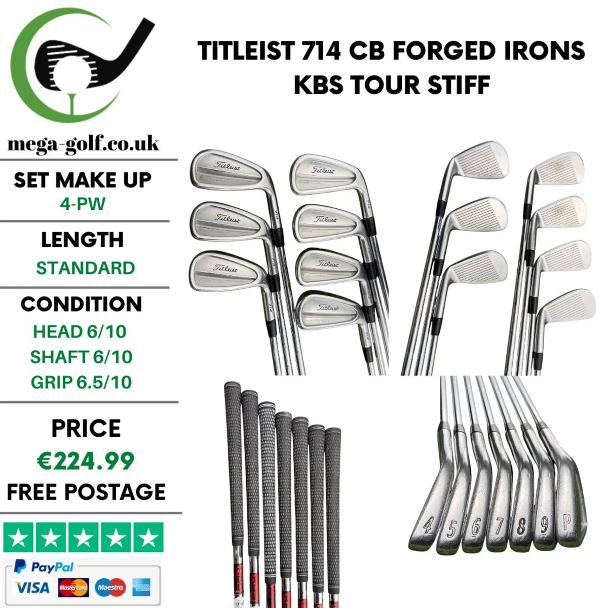 Titleist 714 CB Forged Irons / 4-Pw / Stiff - Image 1