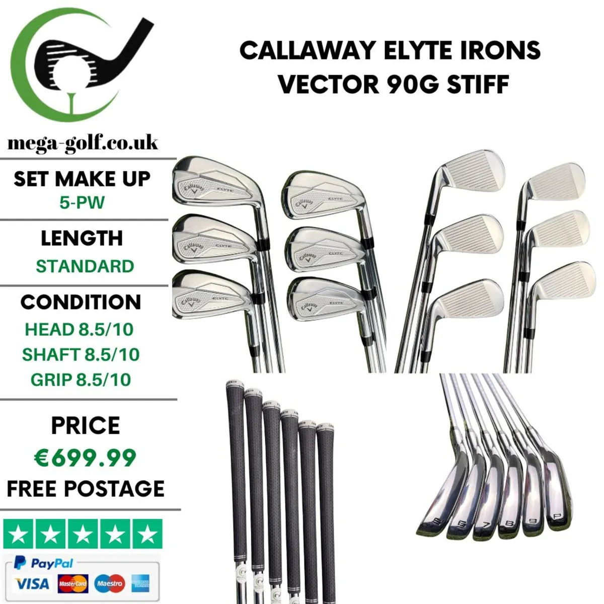 Callaway Elyte Irons / 5-Pw / Vector 90G Stiff - Image 1