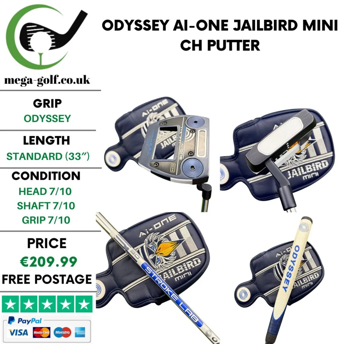 Odyssey Ai-One Jailbird Mini CH Putter / 33" - Image 1