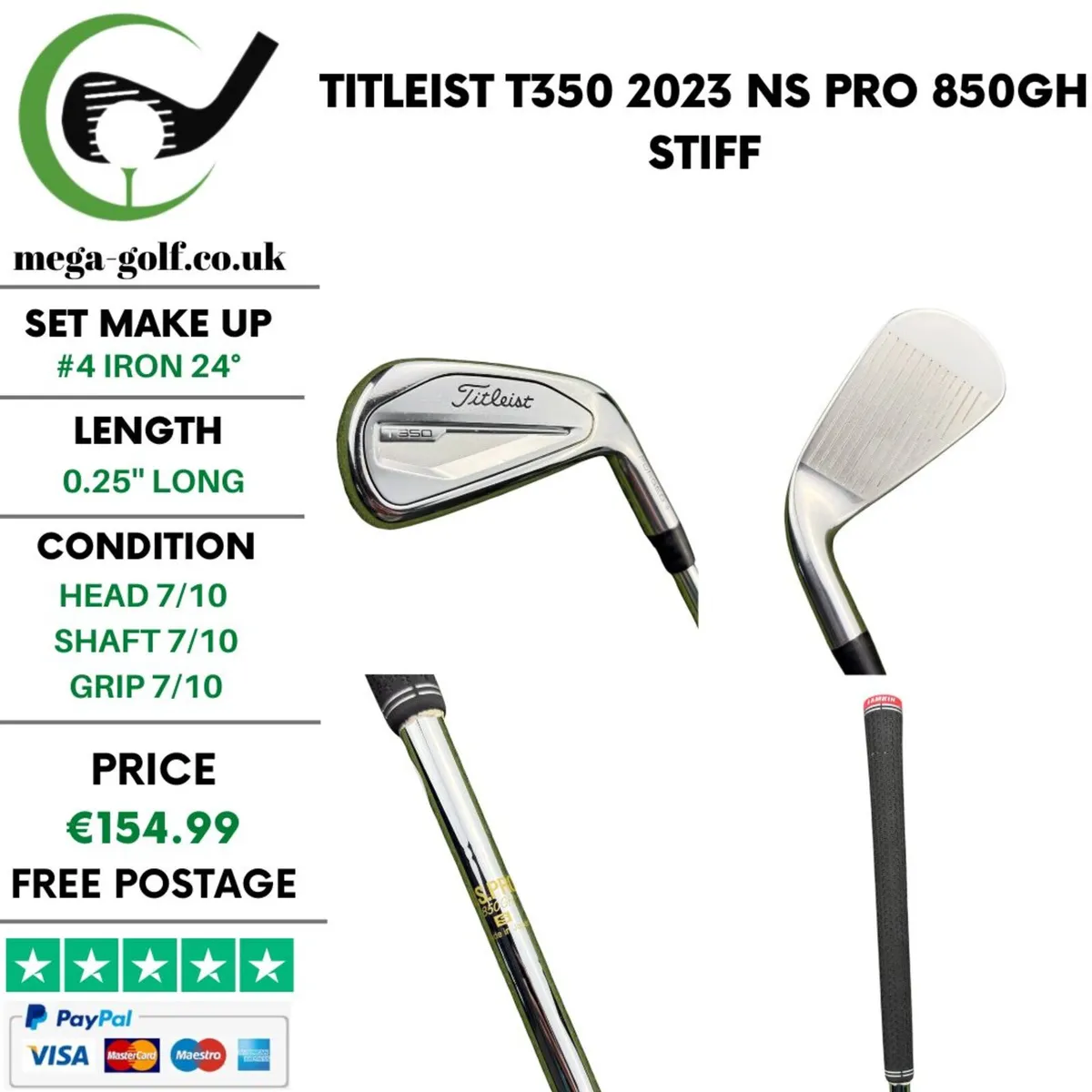 Titleist T350 2023 #4 Iron 24° /NS Pro 850GH Stiff - Image 1